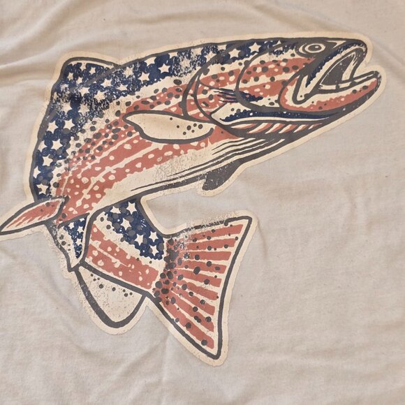 Eddie Bauer Shirt Mens Medium American Fish Graphic Short Sleeve Trout - Picture 5 of 8